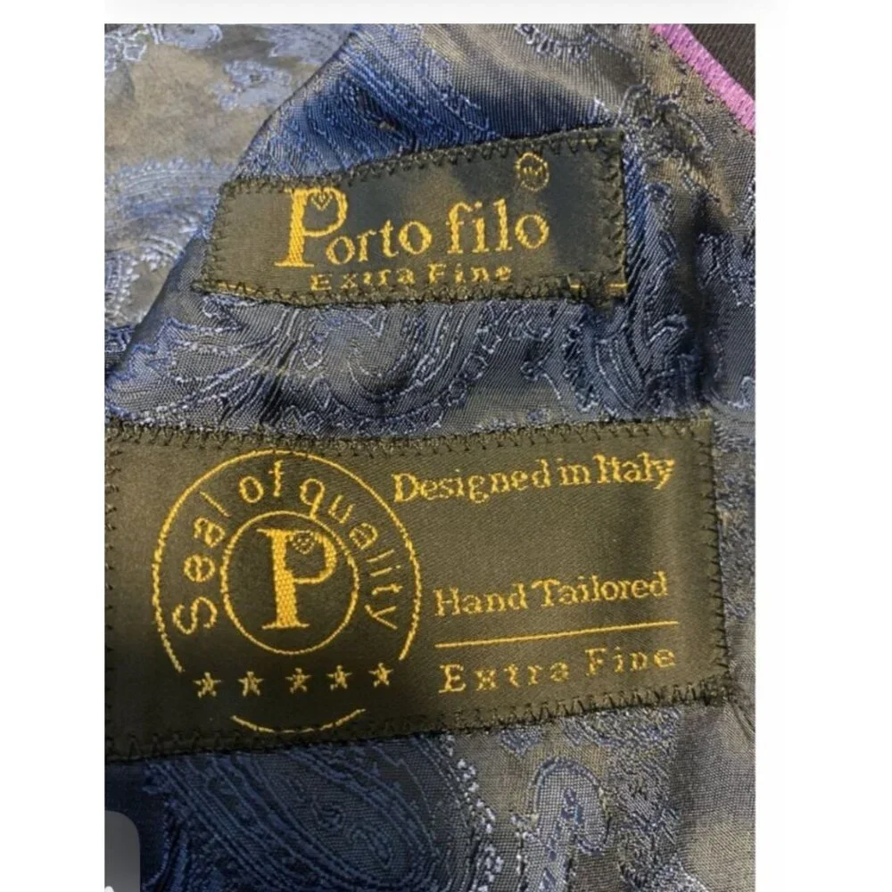 Perry Ellis Portfolio Super 160s Italy Blue‎ Suit Jacket Blazer 40R
